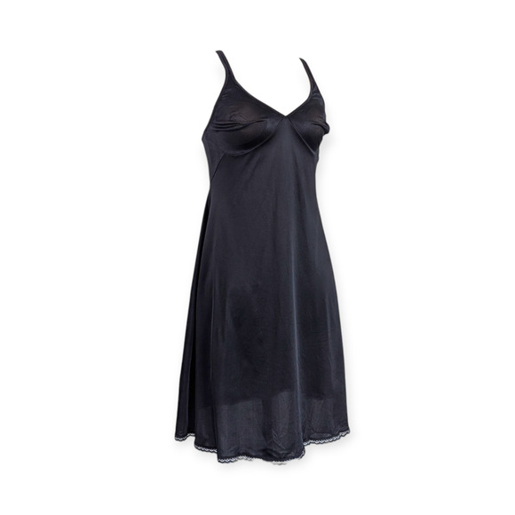 VINTAGE Vanity Fair Black Size 34 Full Slip Nylon USA Made Vintage - Picture 4 of 5